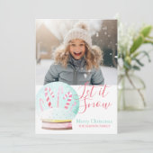 Waterverf Kerstmis Laat Het Sneeuw Wereldbol Feestdagenkaart (Staand voorkant)