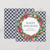 Waterverf Kerstmis met blauw Feestdagenkaart (Voorkant / Achterkant)