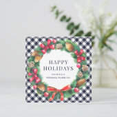 Waterverf Kerstmis met blauw Feestdagenkaart (Staand voorkant)