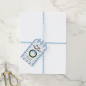 Waterverf kerstmis met blauwe Labels Cadeaulabel (Met Touw)