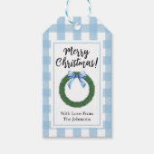 Waterverf kerstmis met blauwe Labels Cadeaulabel (Voorkant)