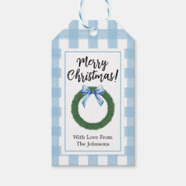 Waterverf kerstmis met blauwe Labels Cadeaulabel