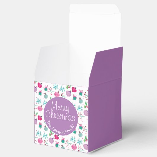 Waterverf kerstmis met handschilderd patroon bedankdoosjes (Geopend)