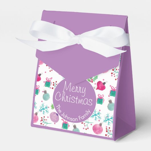 Waterverf kerstmis met handschilderd patroon bedankdoosjes (Voorkant Zijde)