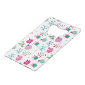 Waterverf kerstmis met handschilderd patroon creditkaart flessenopener (Voorkant Gekanteld)