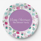 Waterverf kerstmis met handschilderd patroon papieren bordje (Voorkant)
