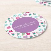 Waterverf kerstmis met handschilderd patroon ronde kartonnen onderzetter (Gebogen)