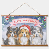 Waterverf Kerstmis met Happy Howlidays Hangend Wandkleed (Voorkant)