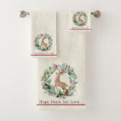 Waterverf kerstmis met herten op maat bad handdoek (Insitu)