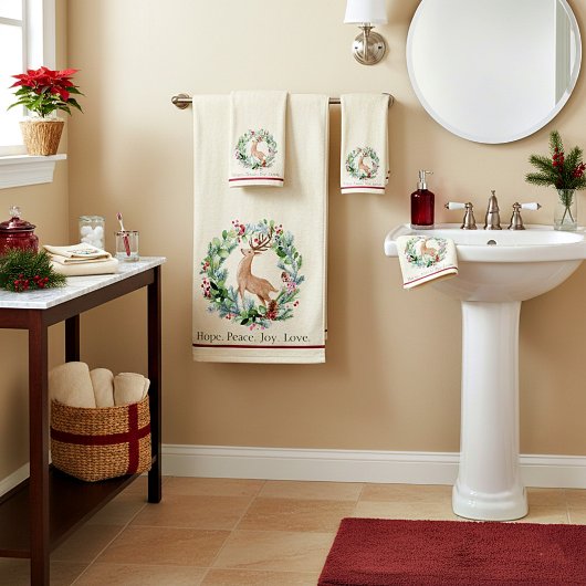 Waterverf kerstmis met herten op maat bad handdoek