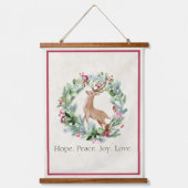 Waterverf kerstmis met herten op maat hangend wandkleed (Voorkant)