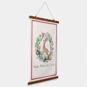 Waterverf kerstmis met herten op maat hangend wandkleed (Gebogen)