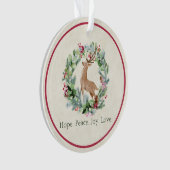 Waterverf kerstmis met herten op maat ornament (voorkant)