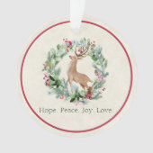 Waterverf kerstmis met herten op maat ornament (voorkant)