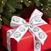 Waterverf kerstmis met herten op maat satijnen lint