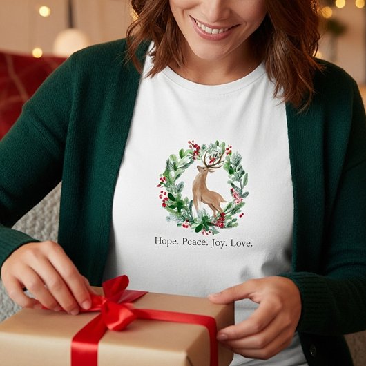 Waterverf kerstmis met herten op maat t-shirt