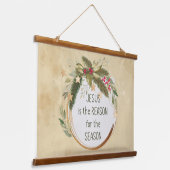 Waterverf Kerstmis met Jezus Reason Seizoen Hangend Wandkleed (Gebogen)