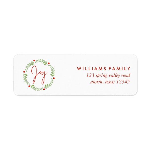 Waterverf Kerstmis met "Joy" Etiket (Voorkant)