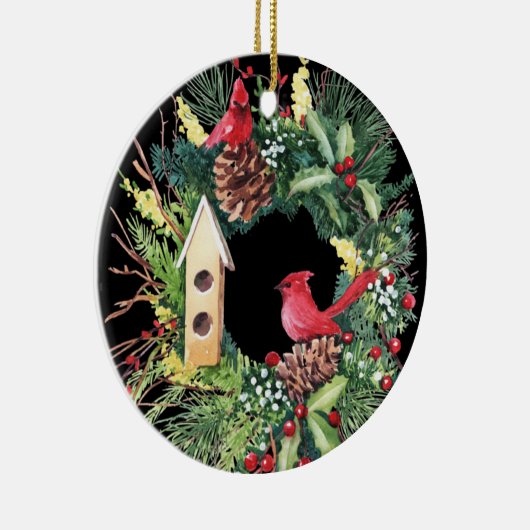 Waterverf kerstmis met keramisch Ornament (Rechts)