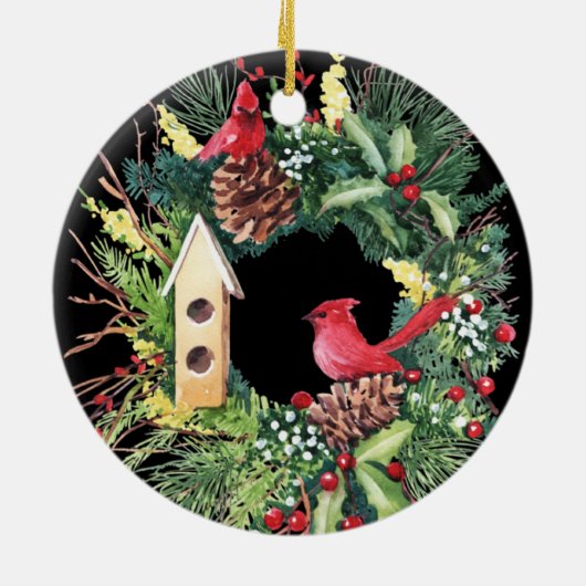 Waterverf kerstmis met keramisch Ornament (Achterkant)