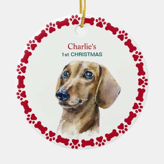 Waterverf Kerstmis met Kerstmis Keramisch Ornament (Voorkant)