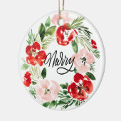 Waterverf kerstmis met Merry Photo Design Keramisch Ornament (Links)