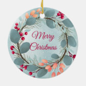 Waterverf Kerstmis met moderne rustige tijden Keramisch Ornament (Achterkant)