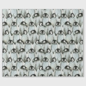 Waterverf Kerstmis met pinguïns Cadeaupapier (Vlak)