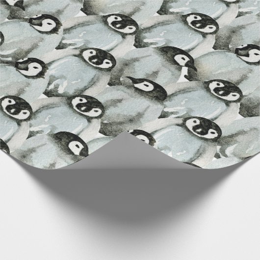 Waterverf Kerstmis met pinguïns Cadeaupapier (Hoek)