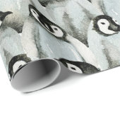 Waterverf Kerstmis met pinguïns Cadeaupapier (Rol Hoek)