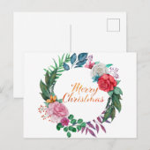Waterverf kerstmis met prettige feestdag briefkaart (Voorkant / Achterkant)