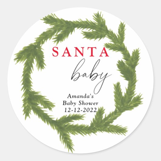 Waterverf Kerstmis met Santa Baby Ronde Sticker (Voorkant)