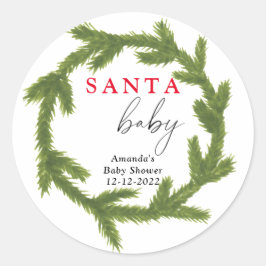 Waterverf Kerstmis met Santa Baby Ronde Sticker