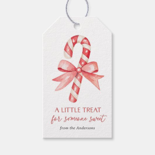 Waterverf kerstmis met snoepriet cadeaulabel (Voorkant)