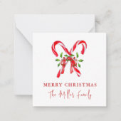 Waterverf kerstmis met snoepriet notitiekaartje (Voorkant)