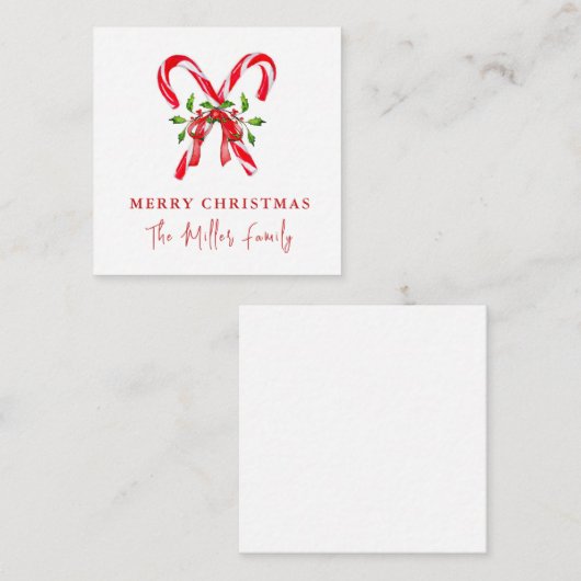 Waterverf kerstmis met snoepriet notitiekaartje (Voorkant / Achterkant)