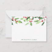 Waterverf kerstmis Mistletoe Familienaam Notitiekaartje (Voorkant)