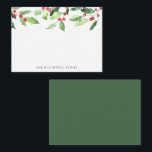 Waterverf kerstmis Mistletoe Familienaam Notitiekaartje<br><div class="desc">Kerstmis Waterverf Greenery en Holly Berries Nota Kaarten met de sjabloon van de douanenaam op een witte achtergrond. Persoonlijke briefkaarten voor doordachte noten in de winter. Kan met of zonder enveloppen worden gekocht. Om de doopvont, de tekstkleur, of de achtergrondkleur van de rug van de kaart te veranderen, geef uit...</div>