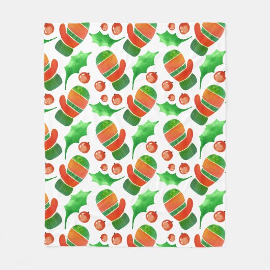 Waterverf kerstmis Mittens Pattern Fleece Deken (Voorkant)