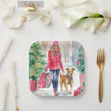 Waterverf Kerstmis Mode Shopping Meisje