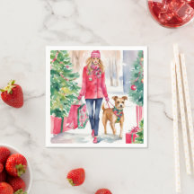 Waterverf Kerstmis Mode Shopping Meisje