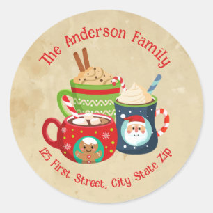 Waterverf Kerstmis Mok Cacao Chocolate Cute Ronde Sticker