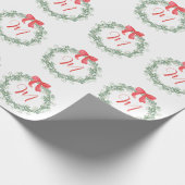 Waterverf Kerstmis Monogram krans Cadeaupapier (Hoek)