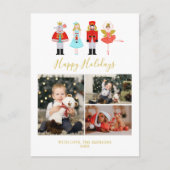 Waterverf Kerstmis Nutkraker 3 Foto Collage Ho Feestdagenkaart (Voorkant)