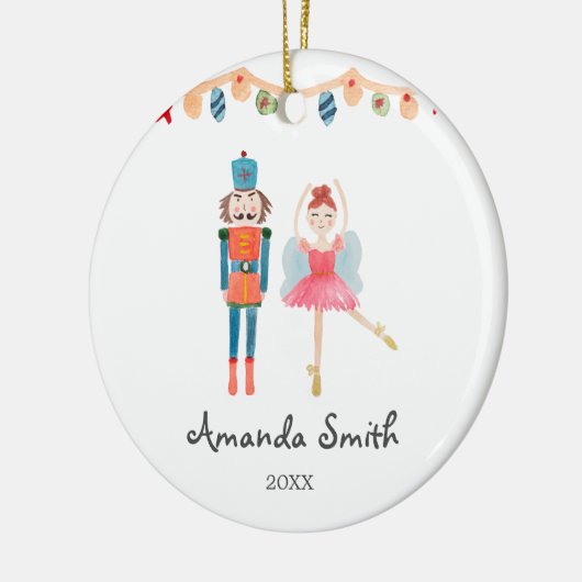 Waterverf Kerstmis Nutkraker Ballerina Keramisch Ornament (Links)