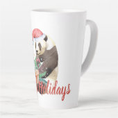 Waterverf Kerstmis Panda - Gepersonaliseerd Latte Mok (Rechterhoek)