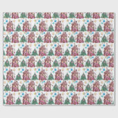 Waterverf Kerstmis - Patroon Cadeaupapier (Vlak)