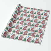 Waterverf Kerstmis - Patroon Cadeaupapier (Uitgerold)