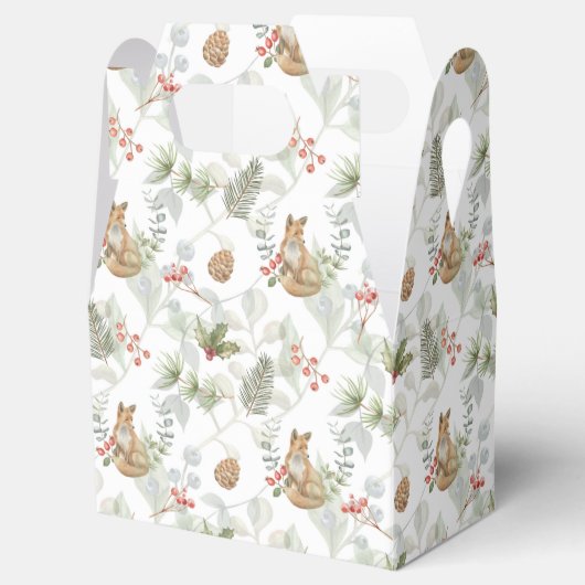 Waterverf Kerstmis, pijnboompjes, bessen Bedankdoosjes (Geopend)