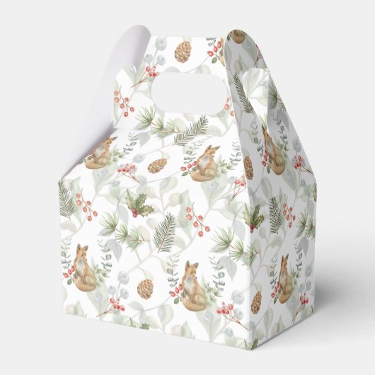 Waterverf Kerstmis, pijnboompjes, bessen Bedankdoosjes (Voorkant Zijde)